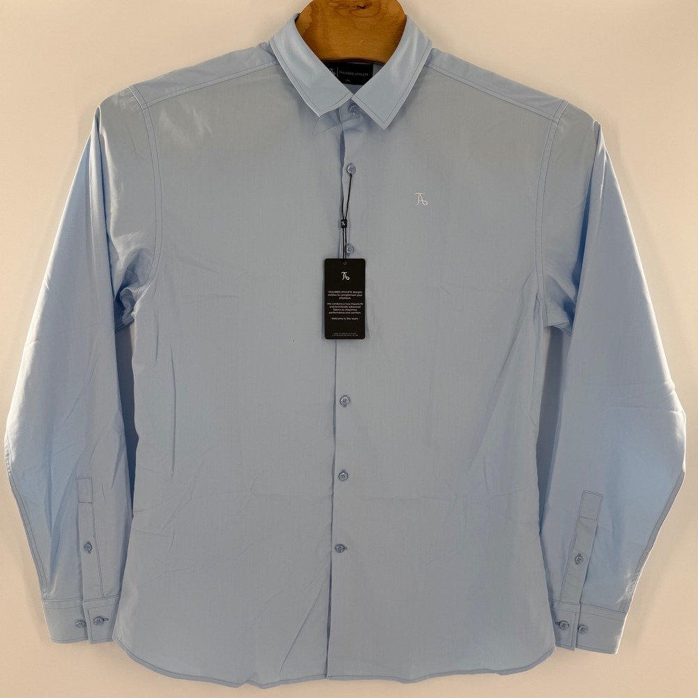 Tailored Athlete Mens Muscle Fit Bamboo Shirt Light Blue Long Sleeve XXL NWT